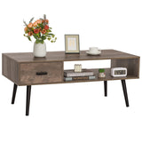 Coffee Table with Storage for Living Room, Coffee Table with Drawer and Shelf