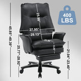 Big and Tall Office Chair 400lbs, 160°Reclining Executive Desk Chair with Foot Rest,