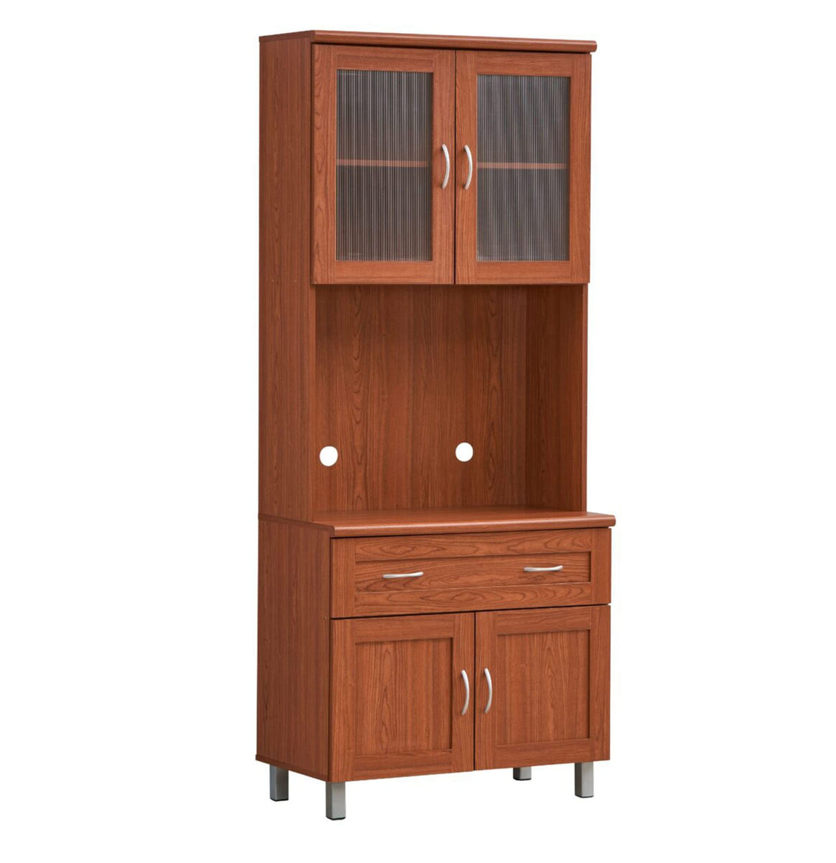 Tall Standing Kitchen Cabinet with Top and Bottom Enclosed Cabinet Space, 1-Drawer,