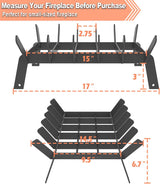 17 Inch Heavy Duty Fireplace Grate, Small Fire Wood Log Burning Rack Holder