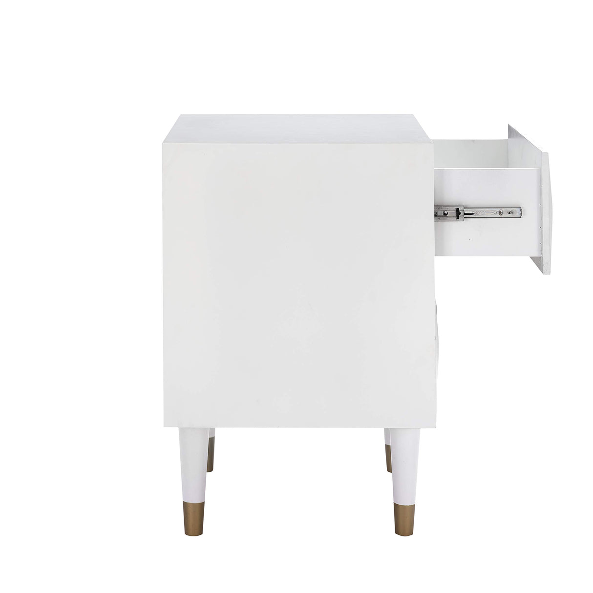 Sheerah Two Drawer Geo Texture White Nightstand