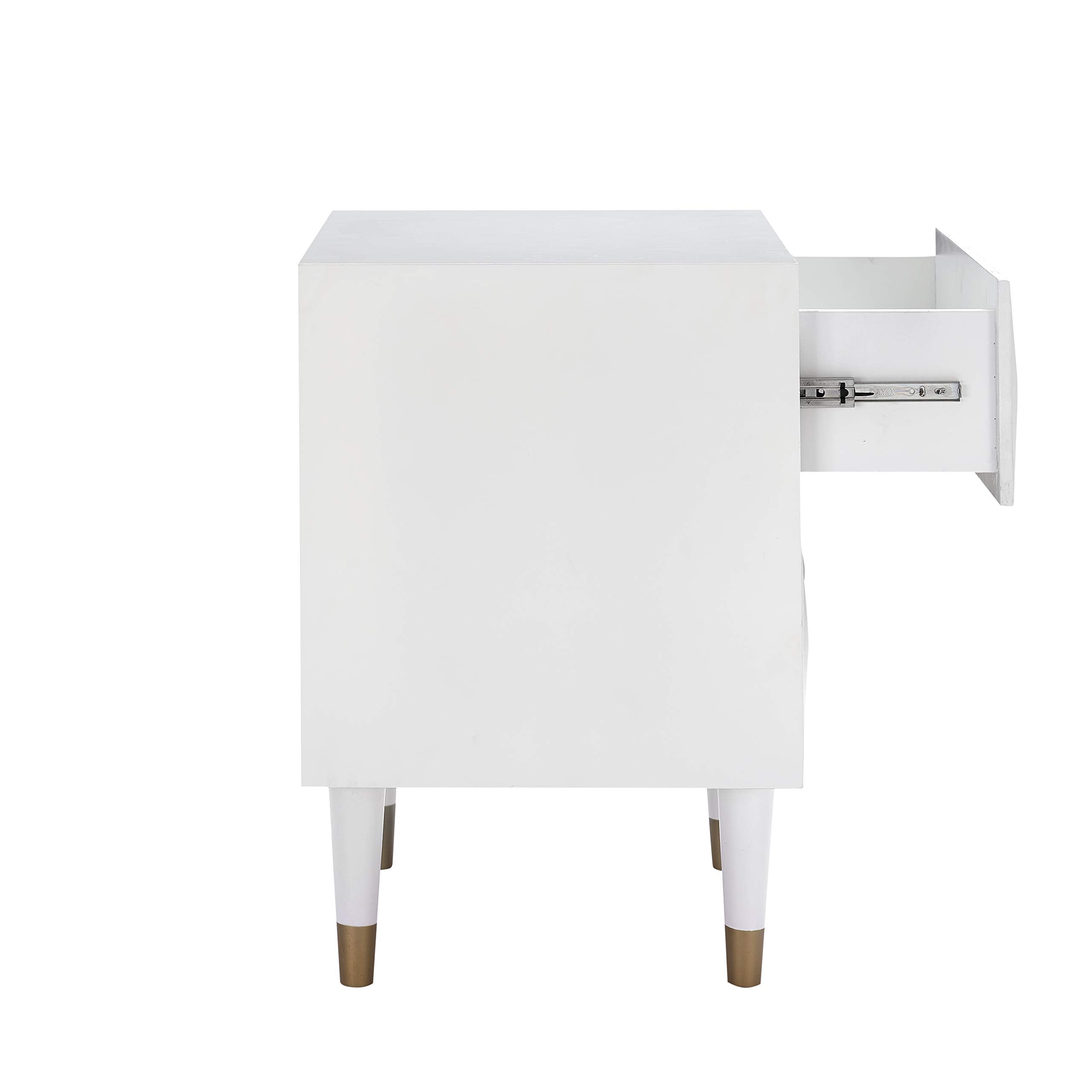 Sheerah Two Drawer Geo Texture White Nightstand