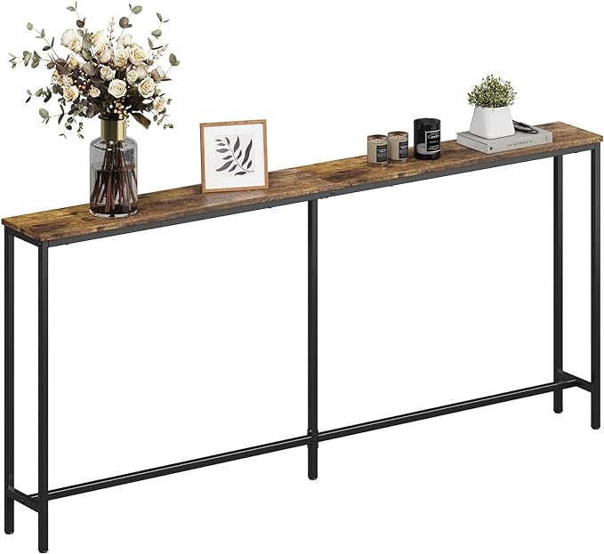 39.4 Inch Console Narrow Sofa Table with Metal Frame for Living Room Industrial Entryway Hallway,