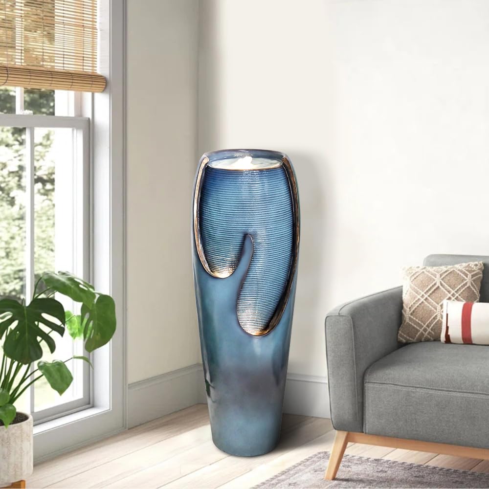 38.7”Tall Outdoor Water Fountains and Waterfalls - Indoor Water Urn Fountain