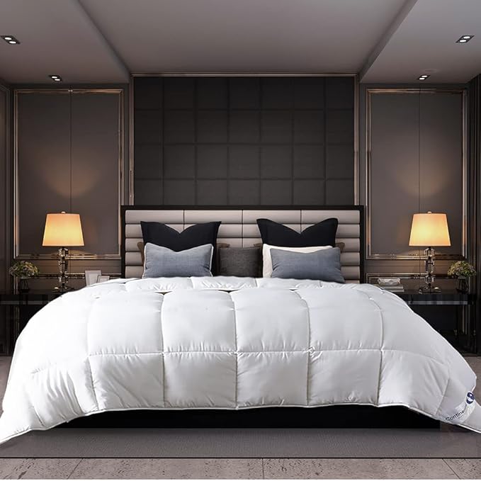 Serenity 700 Fill Power White Goose Down European Comforter - Fluffy, King Size Duvet Blanket Bedding