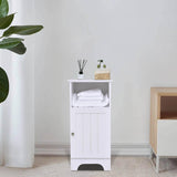 Bathroom Storage Cabinet, Compact Wooden Single Door Floor Cabinet with Adjustable