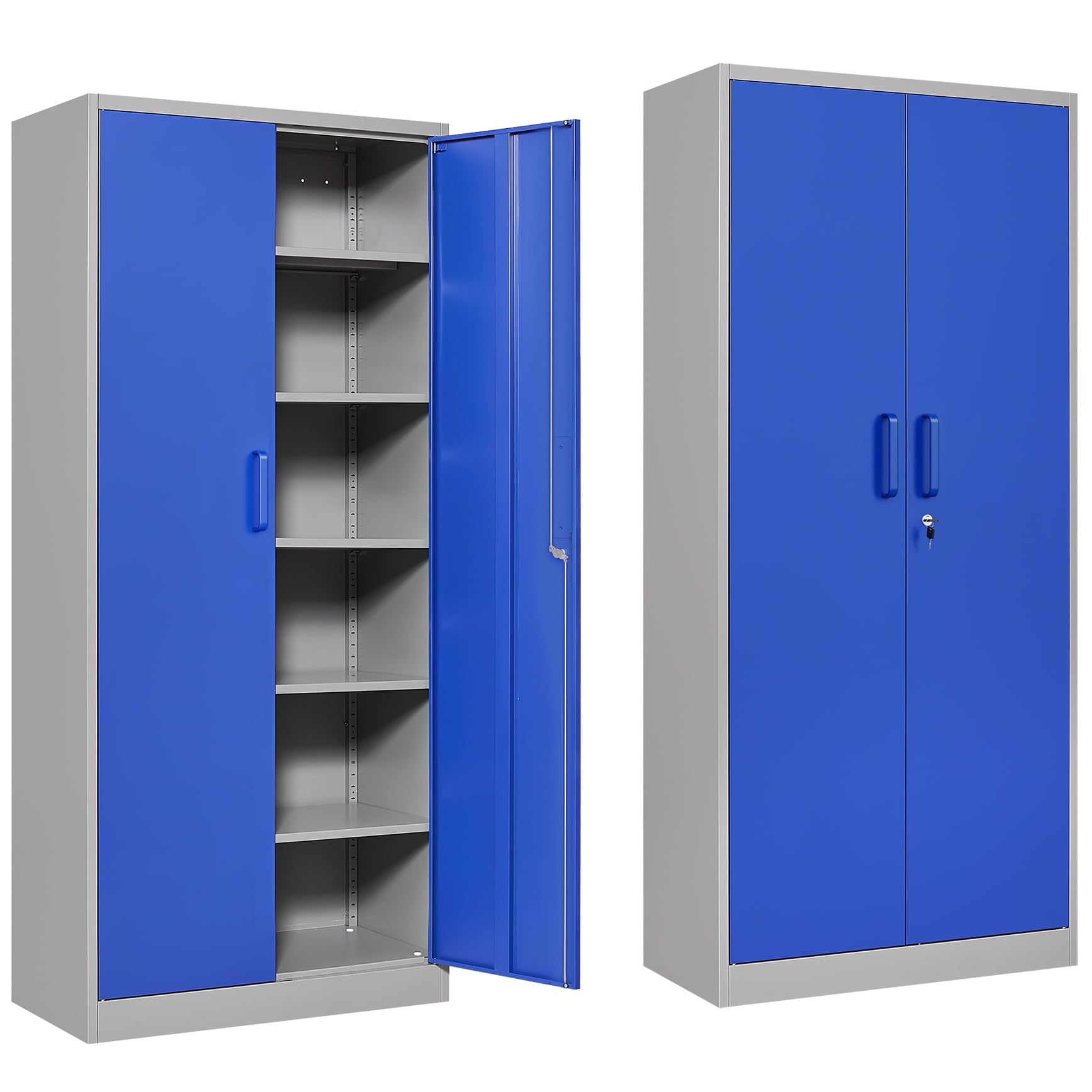 Metal Cabinet with 5 Adjustable Shelves,Garage Storage Cabinet with Lock