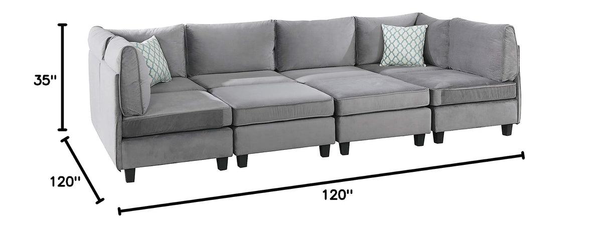 Zelmira Gray Velvet 8Pc Modular Sectional