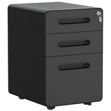 3-Drawer Metal Mobile File Cabinet, Lockable Rolling Filing Cabinets with Wheels