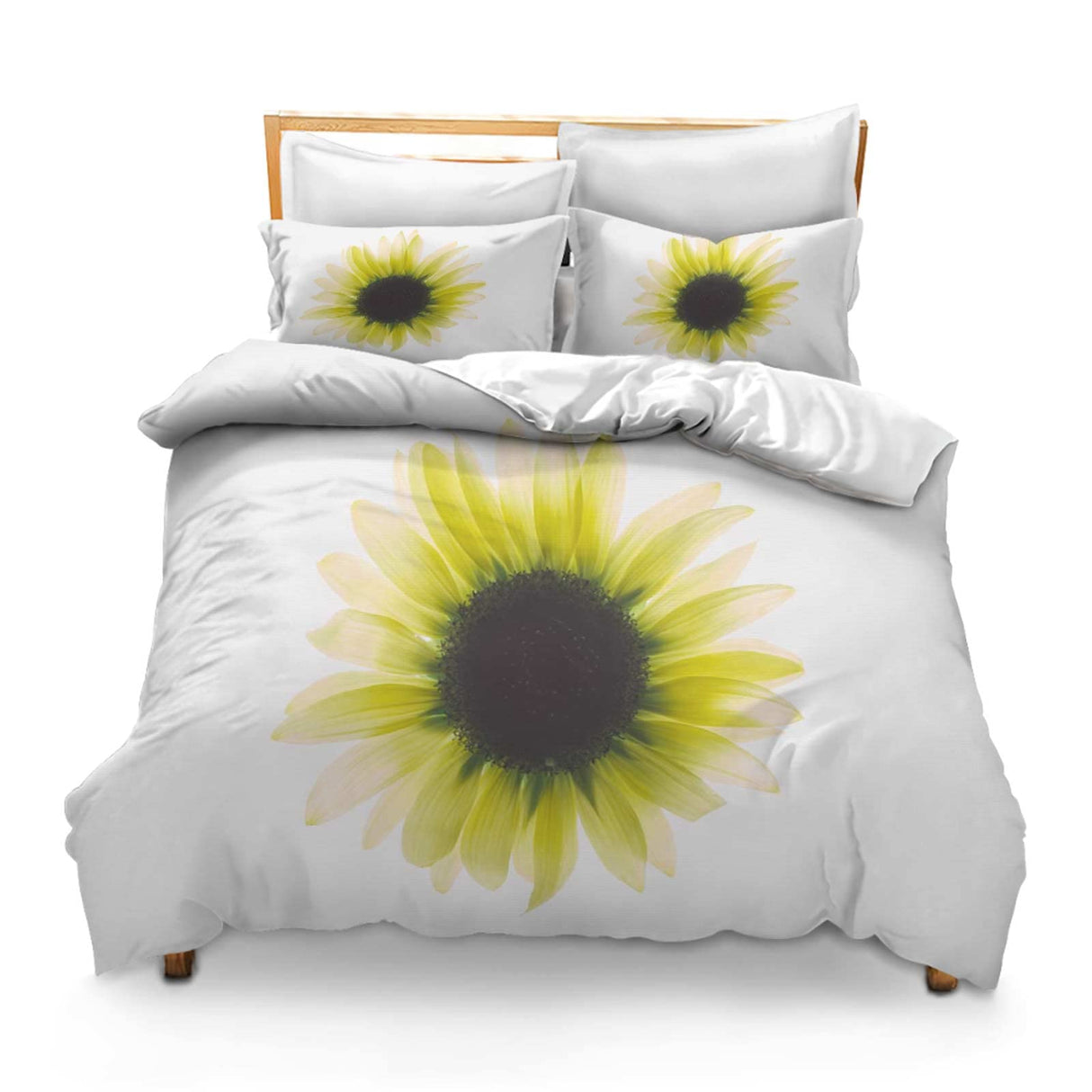3PCS Comforter Cover Set with 2 Pillow Shams Lightweight Twin Sunflower and Bee Isolated on White Bedspread Room Decor for Kids Boys and Girls