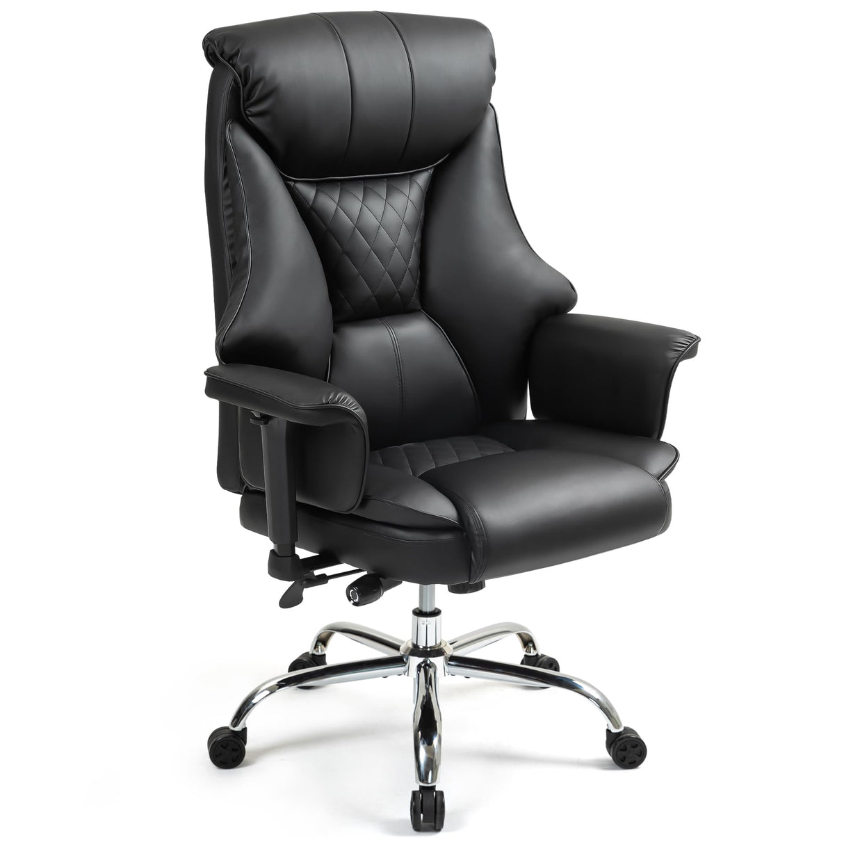 HOMEFUN Ergonomic Office Chair Executive Office Chair 330lbs Big and Tall High Back Leather Desk Chair, Adjustable Lumbar Support & Arms, 120° Recline for Office and Home Black