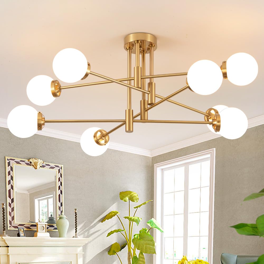 Gold Sputnik Chandeliers, Modern Chandelier for Dining Room, Mid Century Ceiling Lights