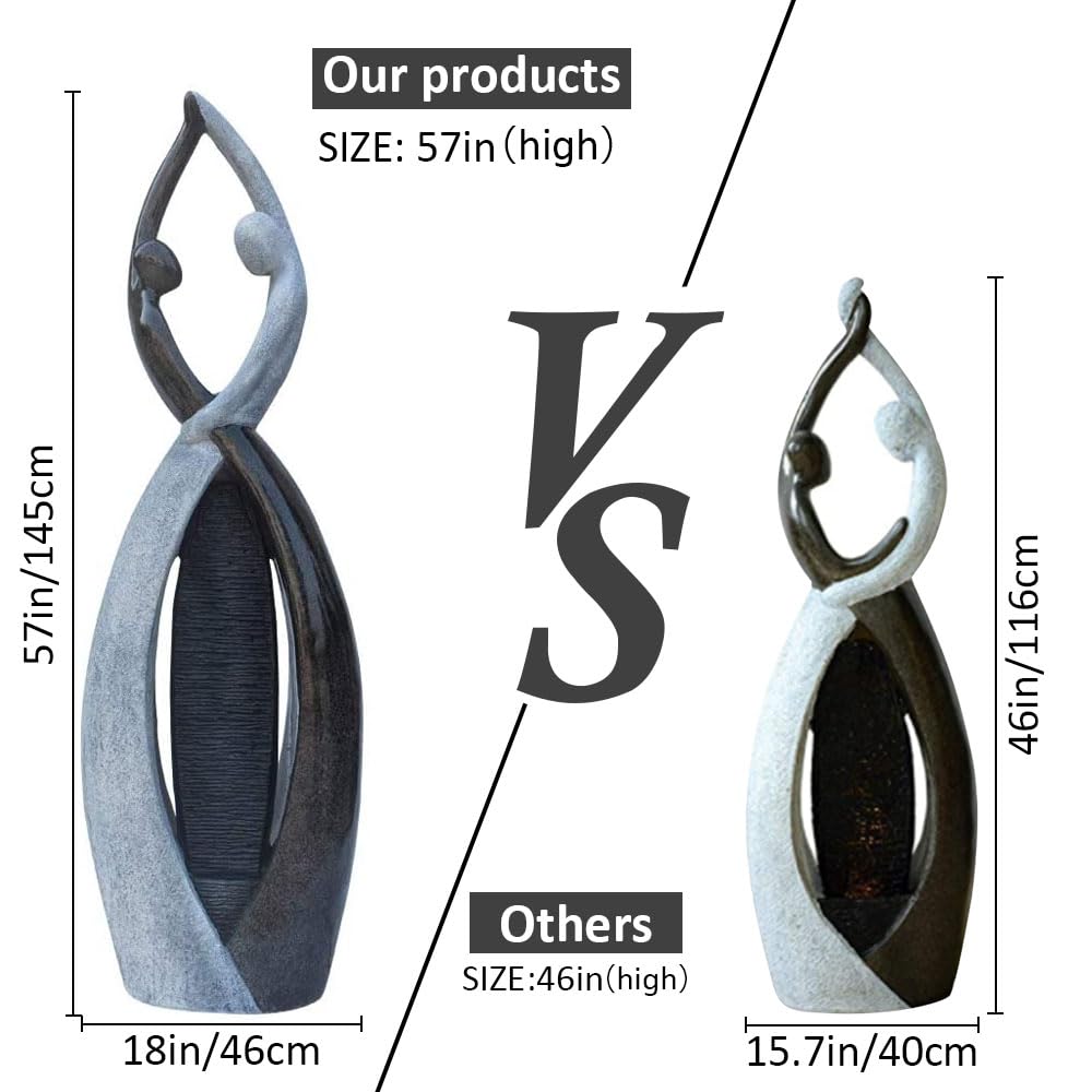 Graceful Dancing Couple Outdoor Fountain 57" Cast Stone Garden Statue Water Fountain Large Fiberglass Decorative Water Fountains in Marble Color