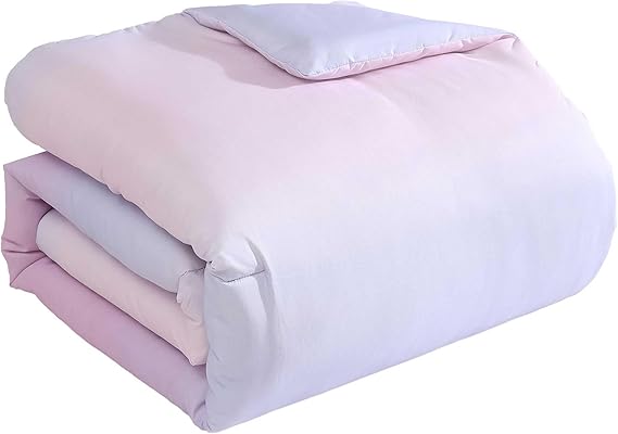 Twin Comforter Set with Matching Sham & Reversible Plush Throw - Bow Stripe Pink