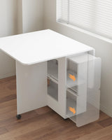 5-Piece Folding Dining Set with Storage & Wheels