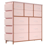 Jojoka Dresser for Bedroom with 12 Drawer, Dressers & Chests of Drawers for Hallway, Entryway, Storage Organizer Unit with Fabric, Sturdy Metal Frame, Wood Tabletop, Easy Pull Handle… (Pink)