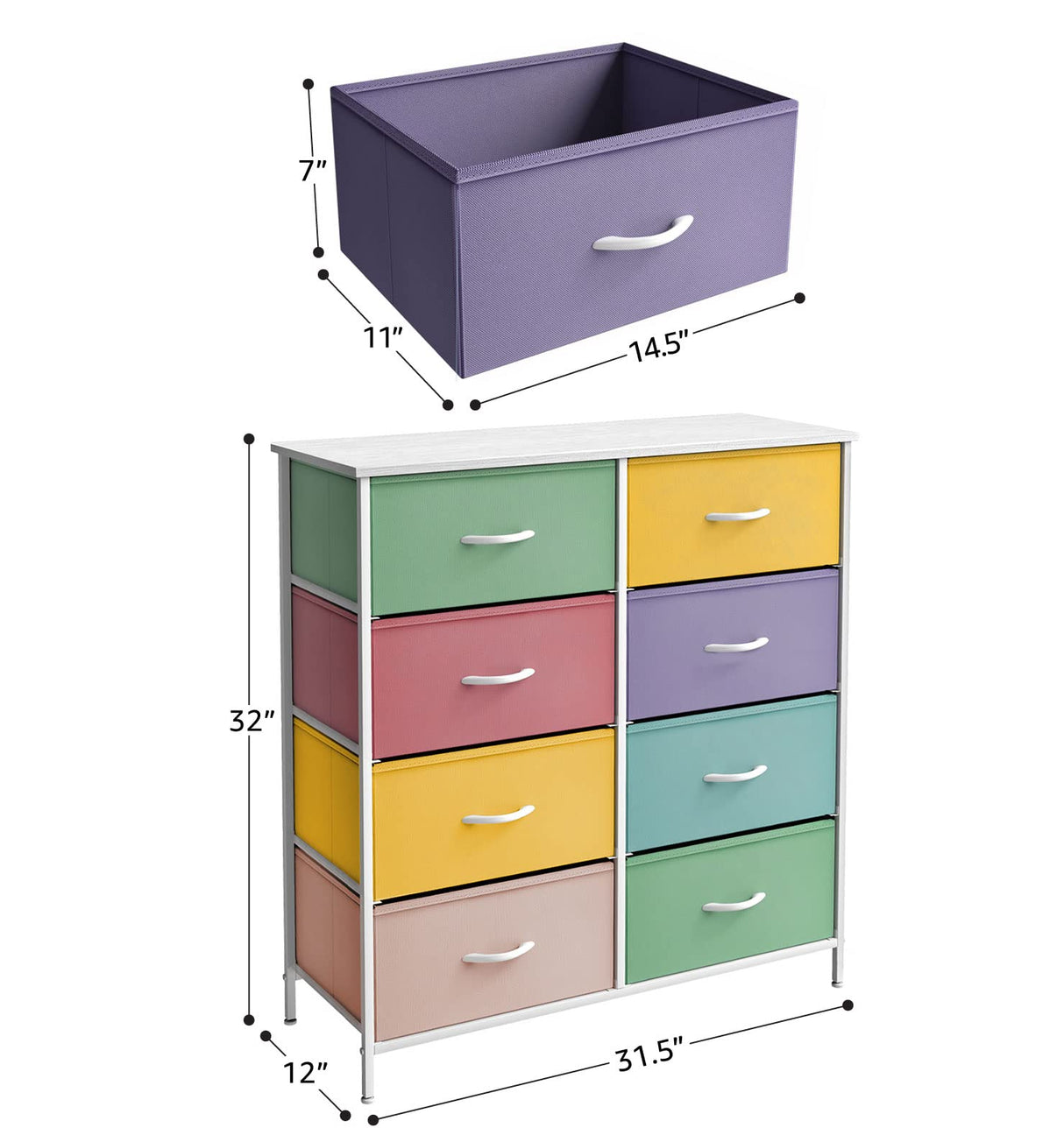 Kids Dresser with 8 Drawers - Furniture Storage Chest Tower Unit for Bedroom,