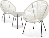 3 Piece Outdoor Seating Acapulco Chair, Modern Patio Furniture Outdoor Conversation Set