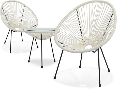 3 Piece Outdoor Seating Acapulco Chair, Modern Patio Furniture Outdoor Conversation Set