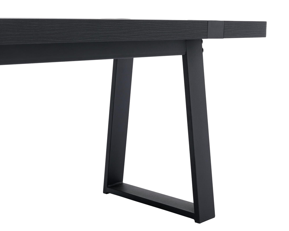 60" Wood Dining Bench with Black Metal Legs for Dining Room, Kitchen, Black