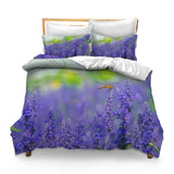 Printed Comforter Cover Set Twin Flowers Plant Dragonfly Insect Close-Up Field Meadow