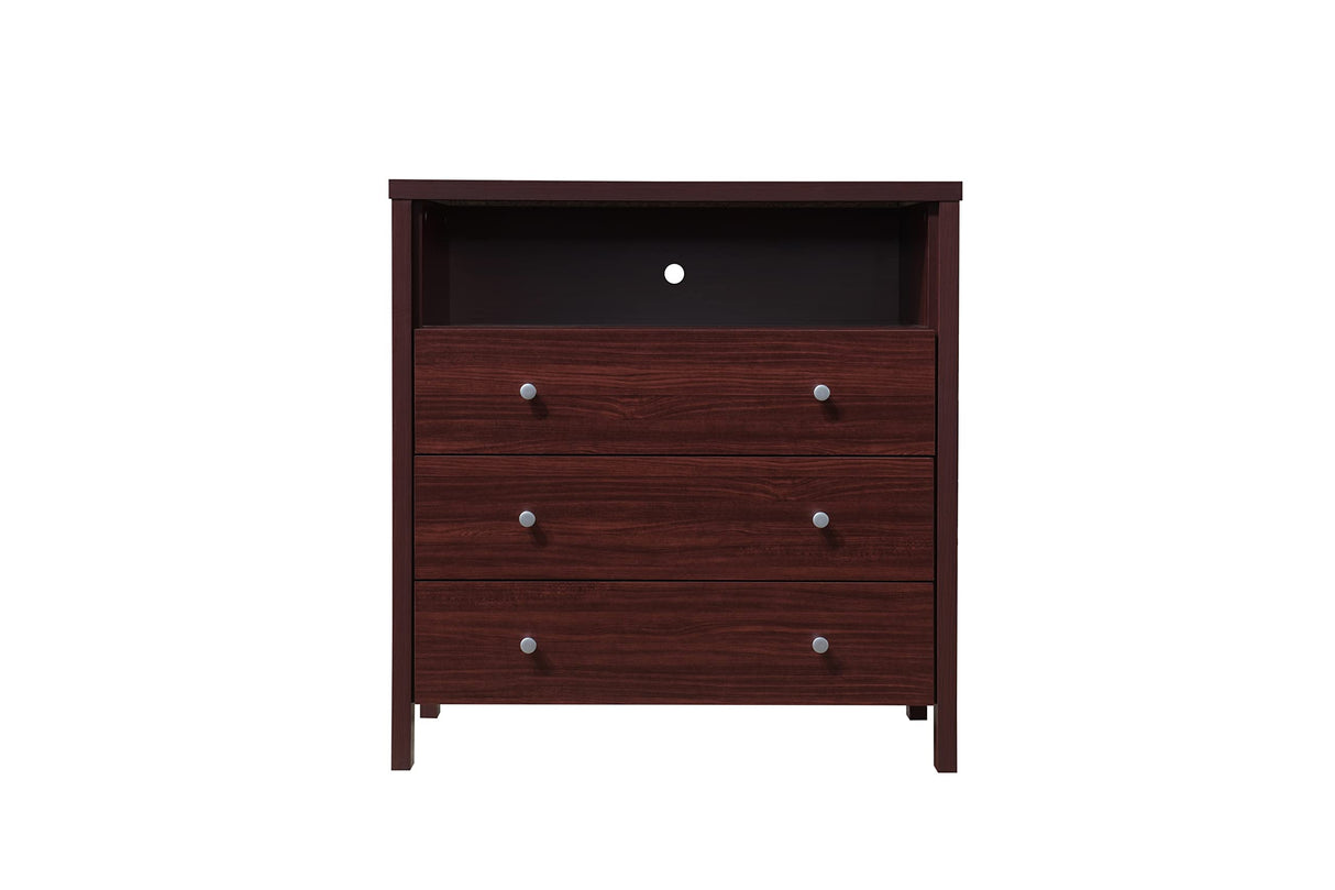 3-Drawer 1-Open Shelf Dresser, Mahogany