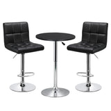 3-Piece Bar Table Set, Round Bar Table and PU Leather Adjustable Swivel Armless Chairs