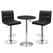 3-Piece Bar Table Set, Round Bar Table and PU Leather Adjustable Swivel Armless Chairs