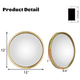 12" Gold Round Convex Mirror - Decorative Wall Mirror