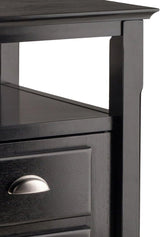 Winsome Solid Wood 2 Drawer Timber Night Stand Black Finish