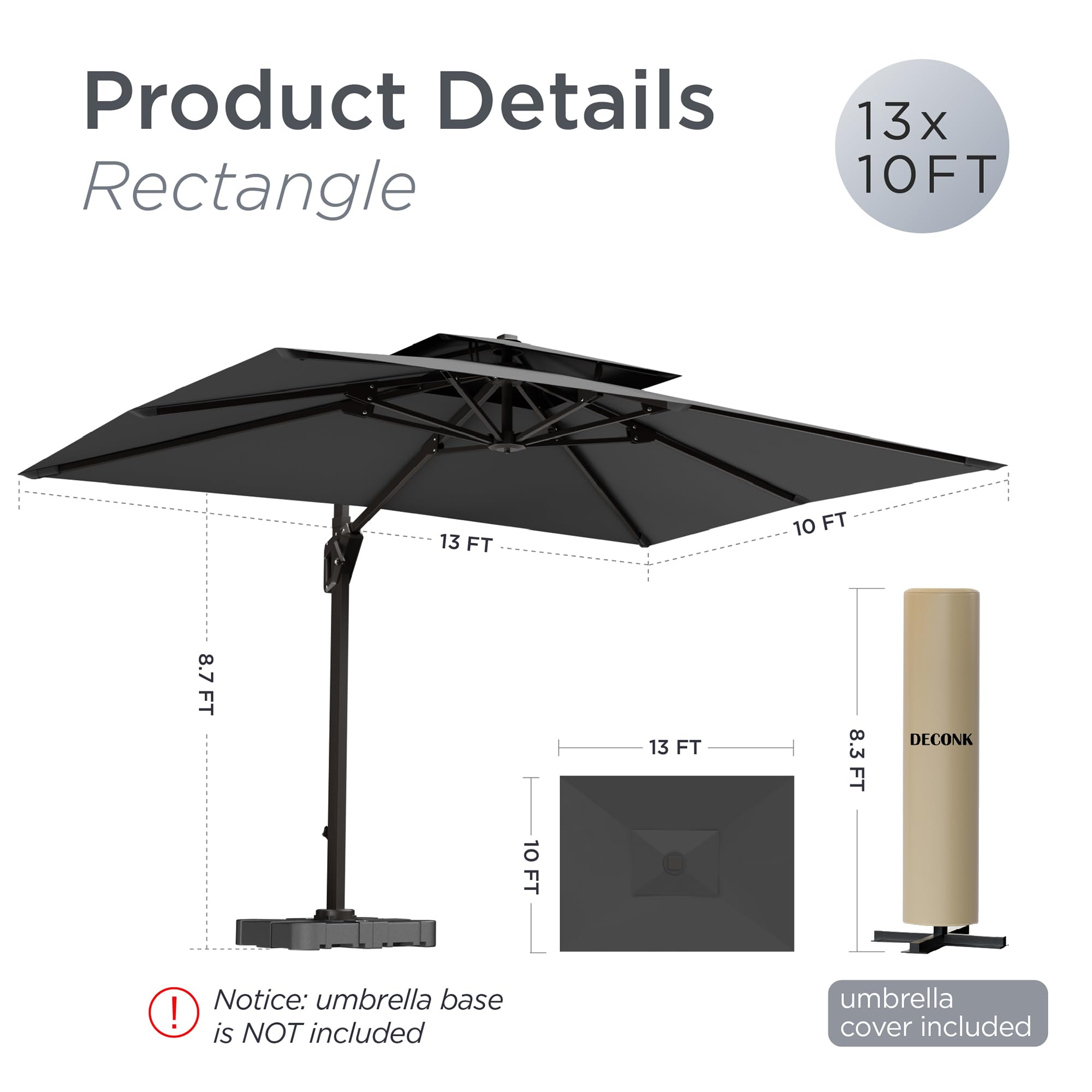 Patio Umbrella Outdoor Large Rectangle Cantilever Umbrellas Double Top