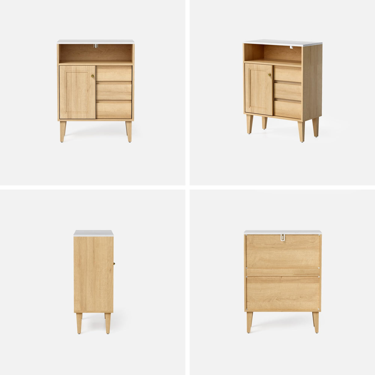 Bathroom Storage Cabinet with 3 Drawer & Sliding Door, Floor Accent Cabinet with Open Compartment,