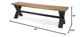 Sanibel Outdoor Acacia Wood Dining Bench, Teak Finish / Rustic Metal