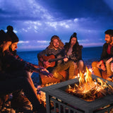 2'' Outdoor Fire Pit Metal Square Firepit Patio Stove Wood Burning for Backyard
