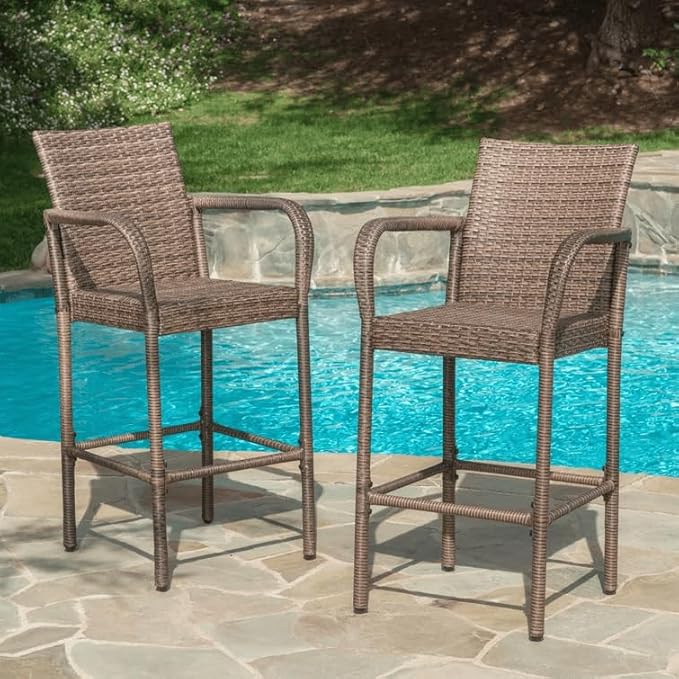 Stylish and Durable Outdoor Barstool Set, Modern Design with Metal Frame