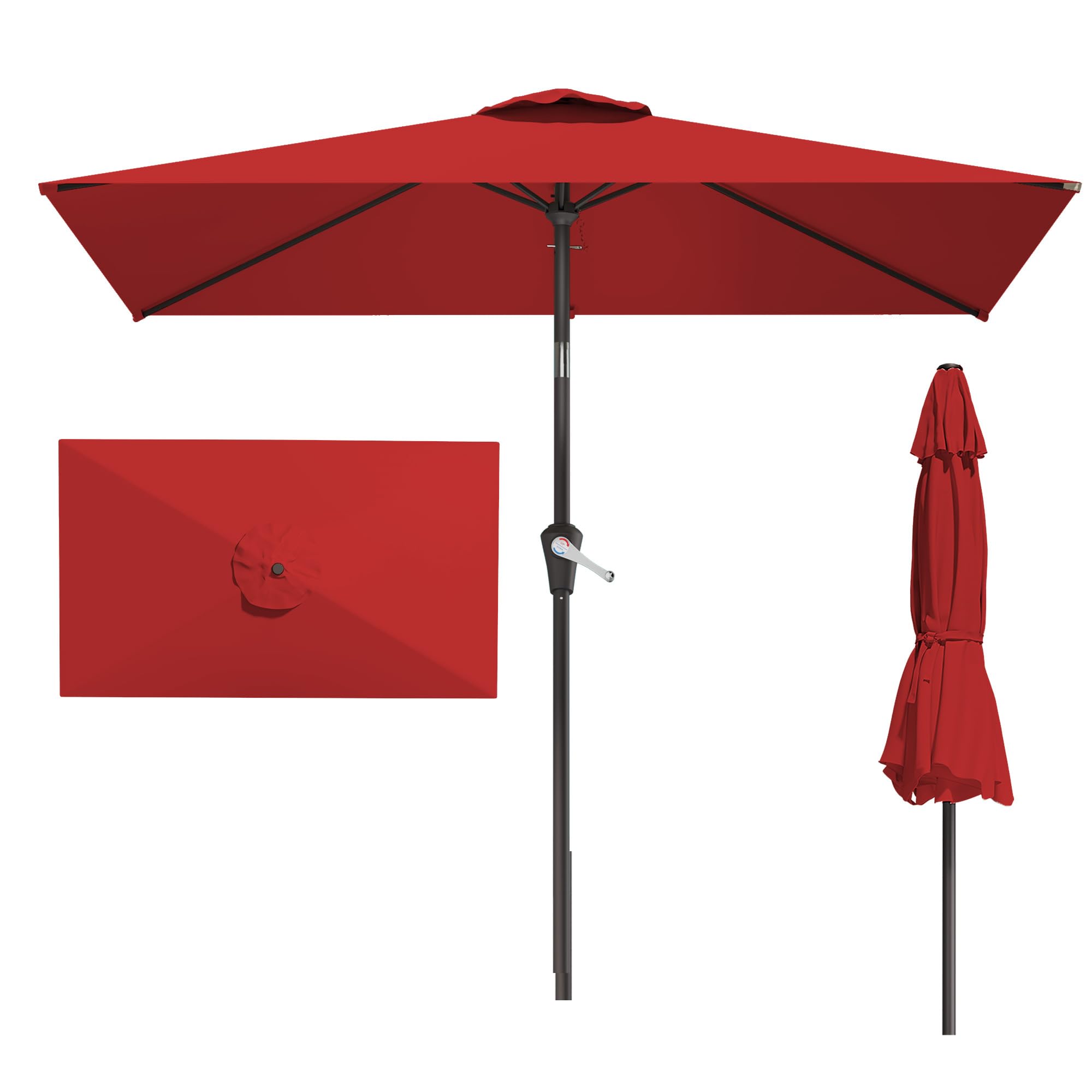 6.5' x 10' Rectangular Patio Umbrellas for Outdoor, Outdoor Table Umbrella