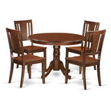 MAH-W 5 Piece Dining Set Includes a Round Dining Room Table with Pedestal and 4 Kitchen Chairs,