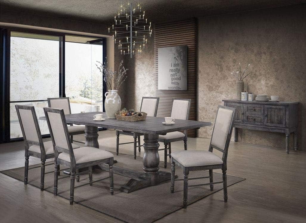 Leventis Trestle Dining Table in Weathered Gray