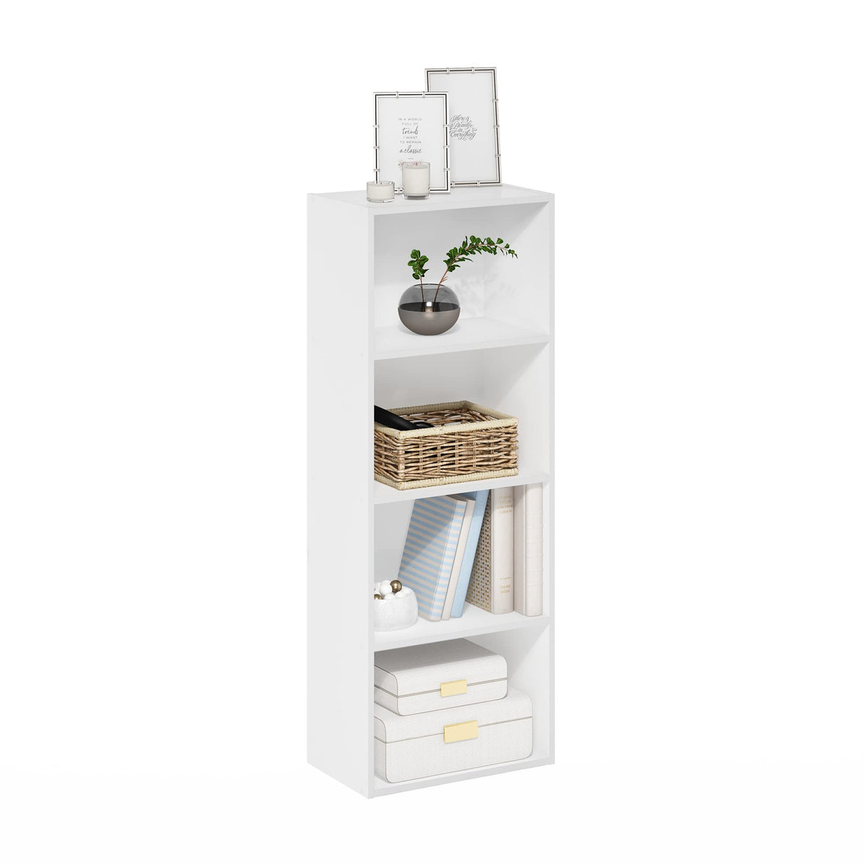 Luder Bookcase / Book / Storage, 4-Tier, White