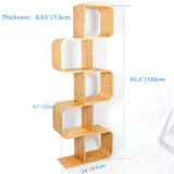 5-Tier S-Shaped Geometric Modern Bamboo Bookshelf, Large Capacity Creative Display Curved Rack Free