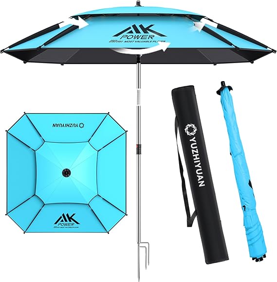 Outdoor Patio Umbrella, Portable Yard Pool Umbrella with 8 Sturdy Ribs