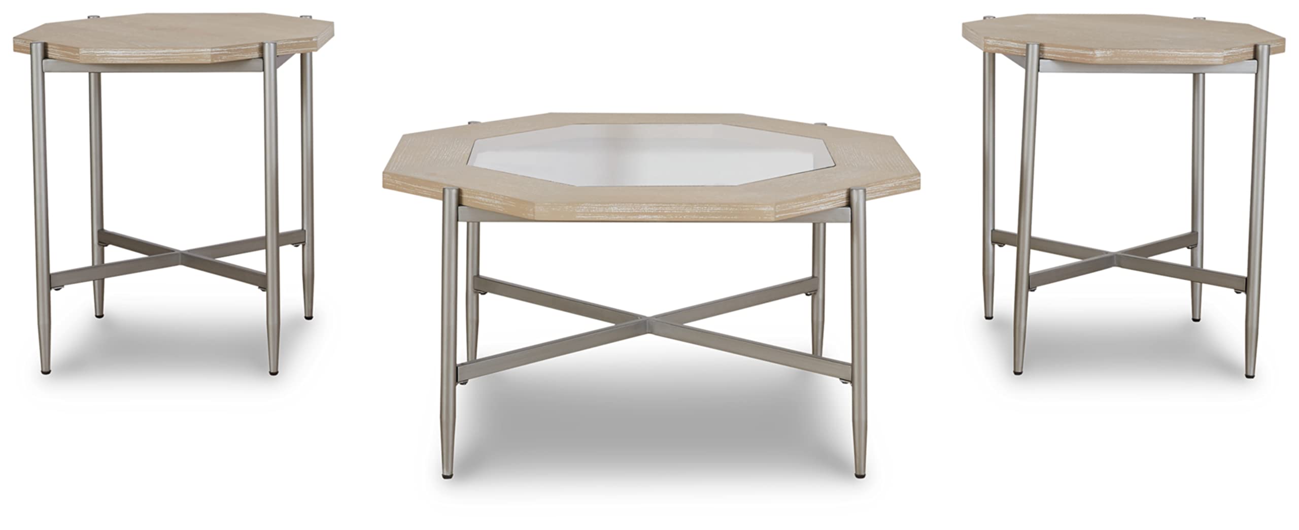 Varlowe Contemporary 3-Piece Table Set, Includes Coffee Table and 2 Side Tables