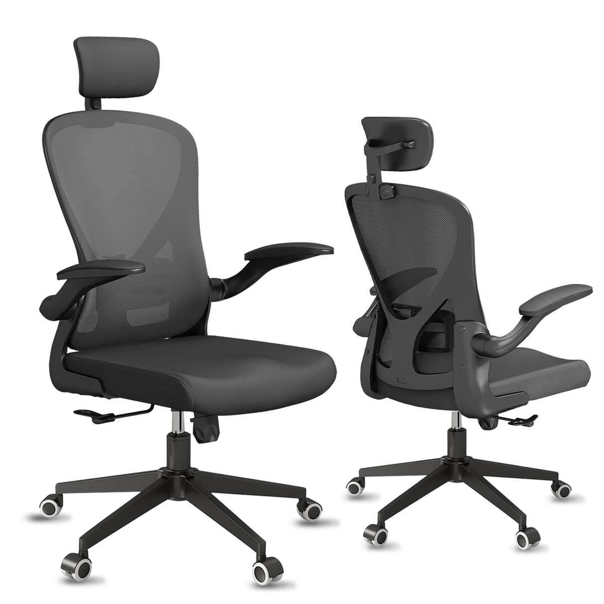 Black Office Chair, Home Office Desk Chairs with Wheels, Ergonomic Office Chairs