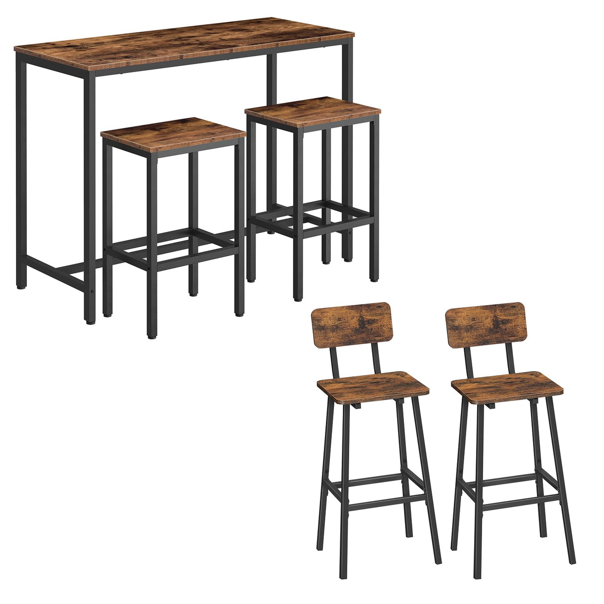 Bar Table and Bar Stools Bundle,3-Piece Breakfast Set for Kitchen Living Room,Set