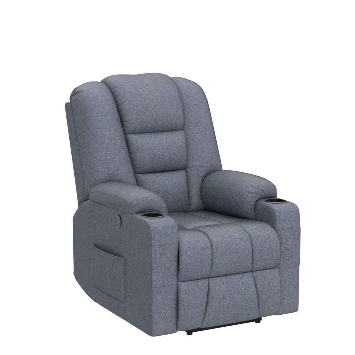 SOCIALCOMFY Power Lift Recliner Chair for Elderly, Heavy Duty Lift Chair with Heat and Massage, Soft Fabric Recliner Chair with 2 Remote Controls, Cup Holders, Side Pockets & USB Ports (Blue)