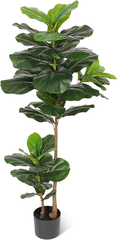 FLOWORLD Fiddle Leaf Fig Tree 6ft Tall Artificial Tree in Pot Fake Ficus Lyrata Plants with 184 Decorative