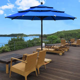 USA 10-Year-Non-Fading 11Ft 3 Tiers Market Umbrella Patio Outdoor Cylinder Auto Push-up Table Umbrella with Ventilation,