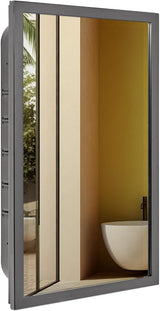 Brushed Black Recessed Medicine Cabinet with Beveled Mirror