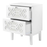 White Nightstand Set of 2, Nightstands with Mirror Front Drawers, Bed Side