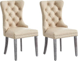 Eifizek Velvet Dining Chairs Set of 2, Tufted Dining Room Chairs with Nailhead Ring Pull Trim